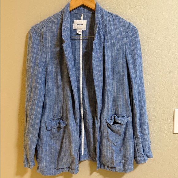 Old Navy Jackets & Blazers - Old Navy Blue Linen Blend Striped Blazer Size XS